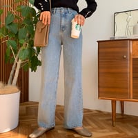 美脚・ウエストゴムストレッチストレートデニム