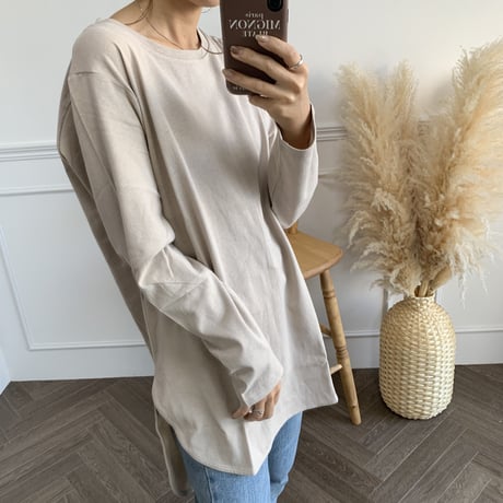 cotton100％チュニック丈ロンT