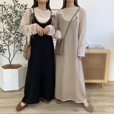 2WAYショルダーリボンキャミソールワンピース