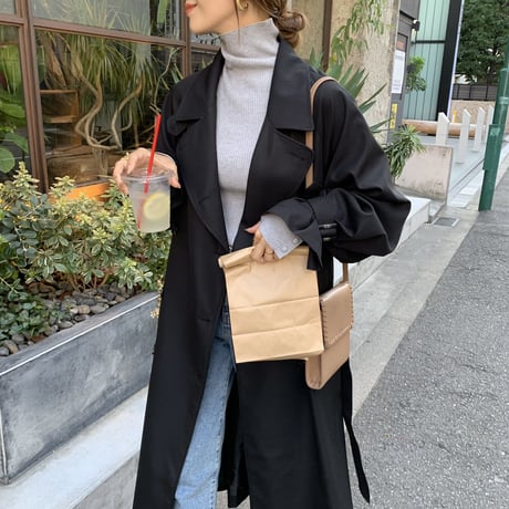 上質2wayロングトレンチコート ブラック