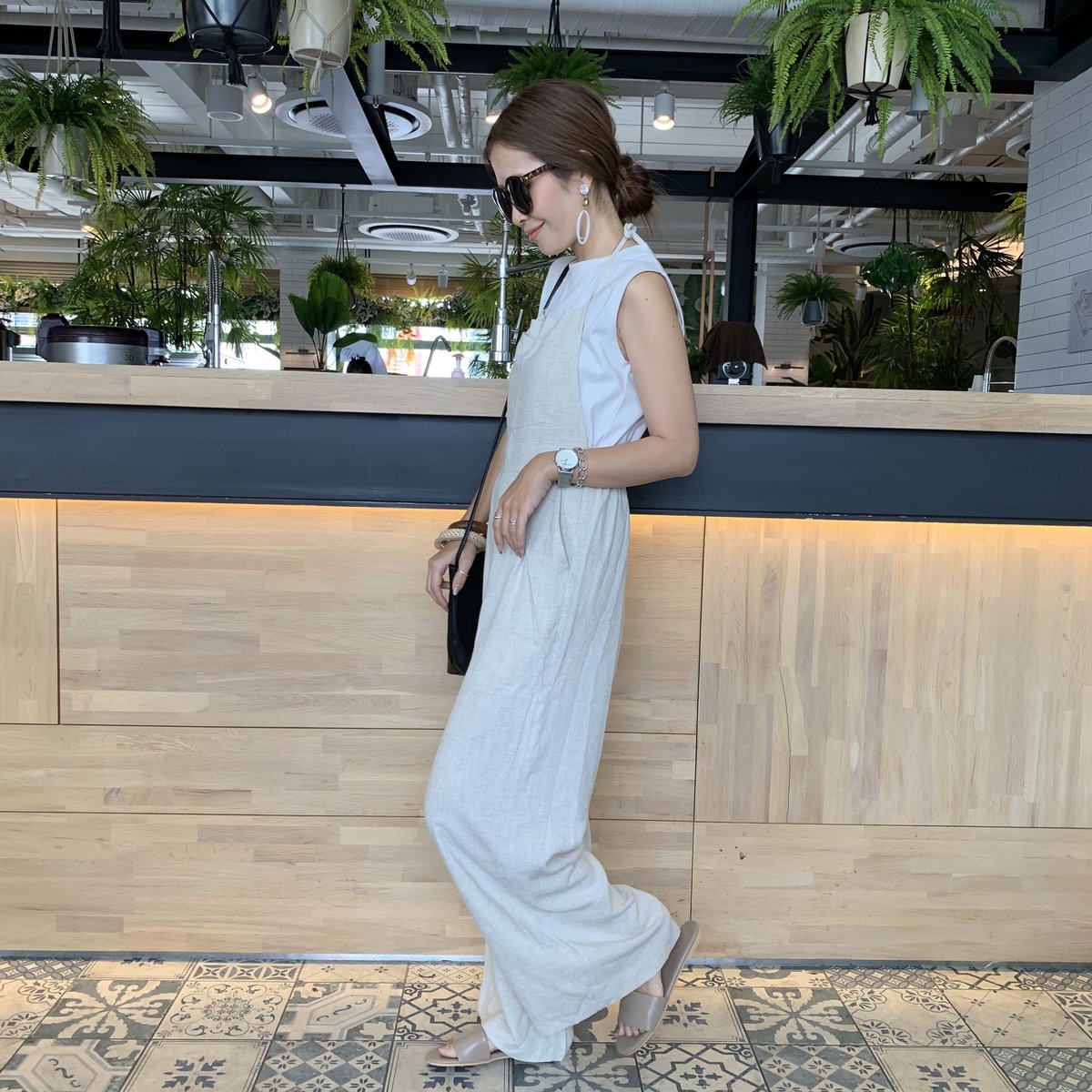 大人シンプルリネンサロペット | BLATE