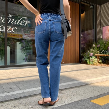 ウエストゴムテーパードデニム