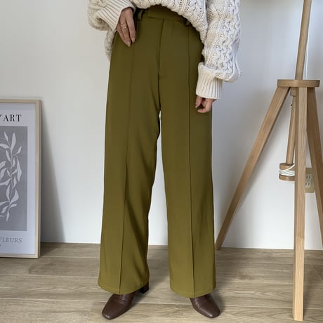 センタープレスストレートワイドパンツ