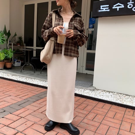 ブラウンショートチェックシャツ