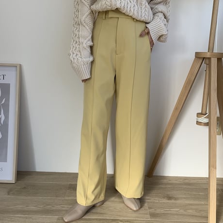 センタープレスストレートワイドパンツ