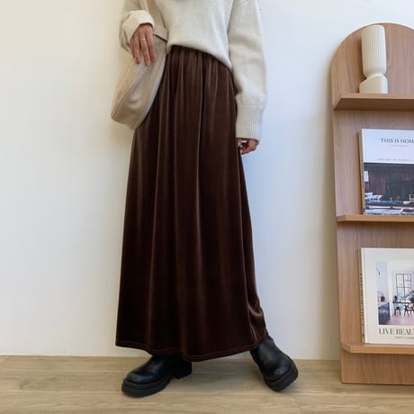 ベロアブラウンリラックススカート