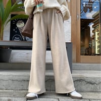 温か裏起毛ゆったりタックニュアンスワイドパンツ