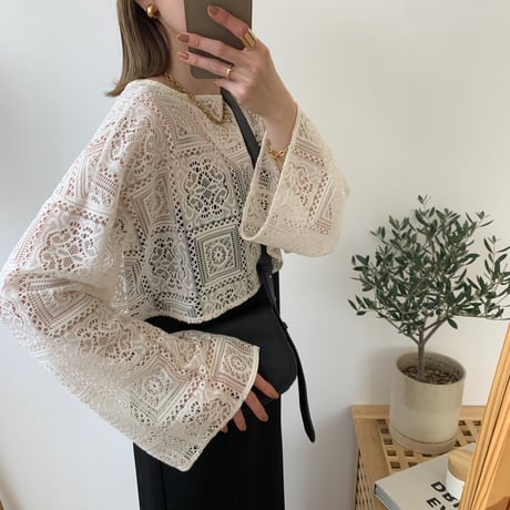 袖ルーズ2wayレースTOPS
