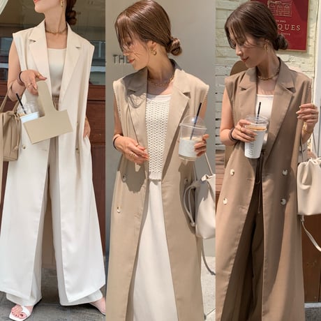 上質ニュアンステーラードロングジレ