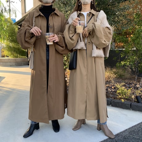 ステンカラーボリュームスリーブコート