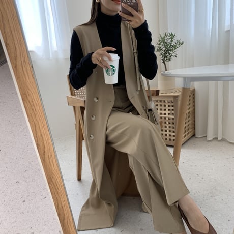 上質ニュアンスノーカラーロングジレ