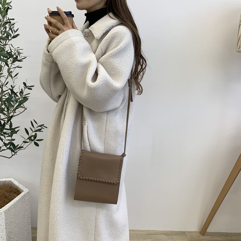 blate クリーム色 ボア ロングコート