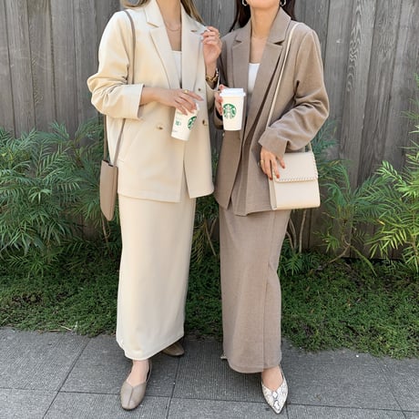 2wayフェイクウールラップタイトスカート