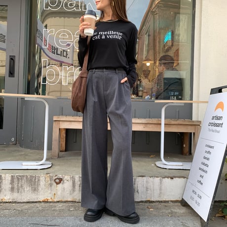 ソフト裏起毛タックワイドパンツ