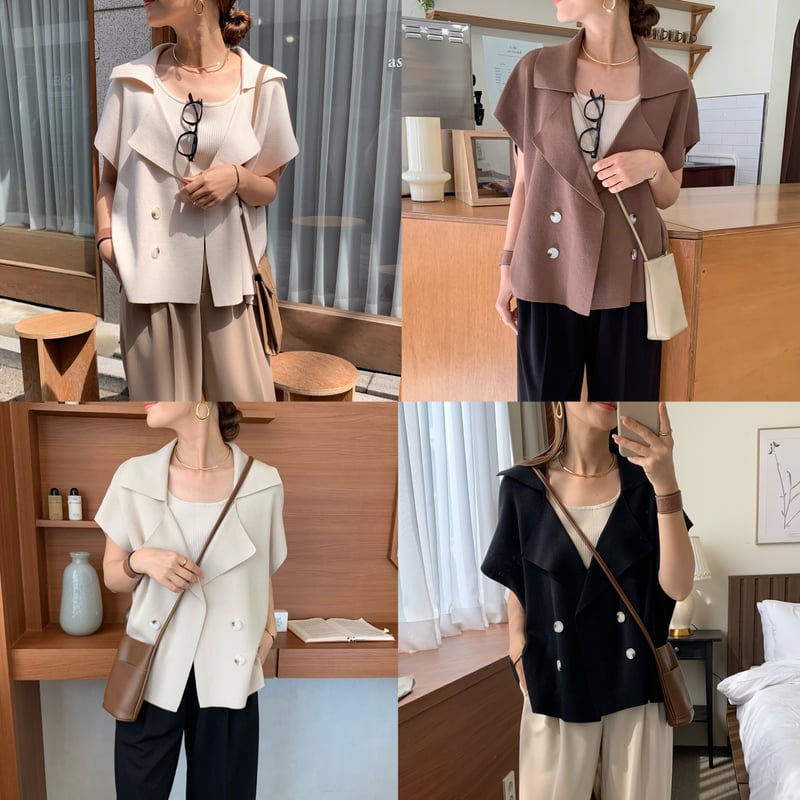 Herno アイボリー ベスト ショートスリーブ ベーシックショートスリーブニット(サクラ) - seventen