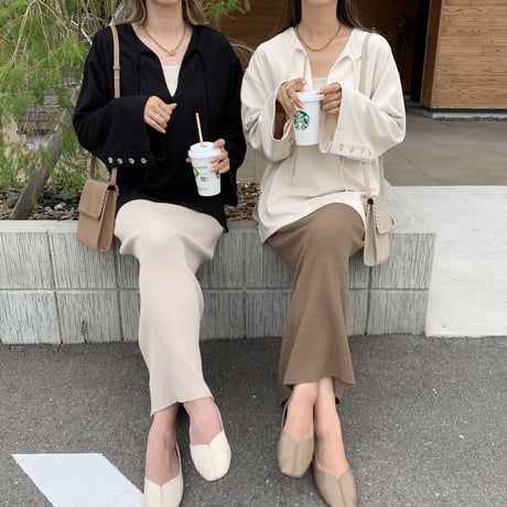 2wayボタンスリーブラフトップス