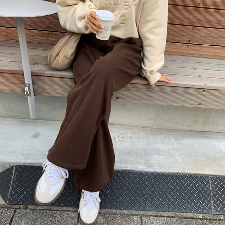 2wayドローコード温か裏起毛ニュアンスワイドパンツ