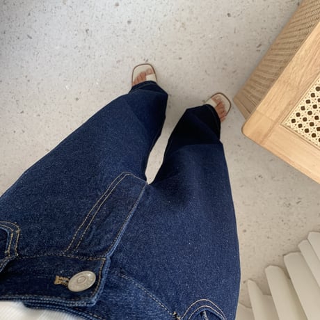 バックリボンハイウエストワイドデニムパンツ