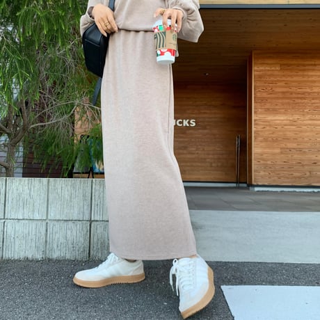 即納・上質ニュアンス起毛リブタイトスカート