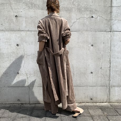 originalコーデュロイプラチナ加工ウエストリボンロングガウン