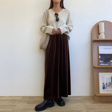 ベロアブラウンリラックススカート