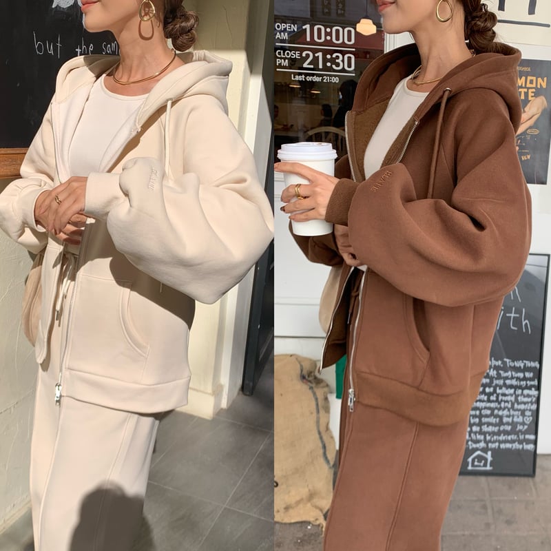 裏起毛ボリュームフードジップパーカー | BLATE