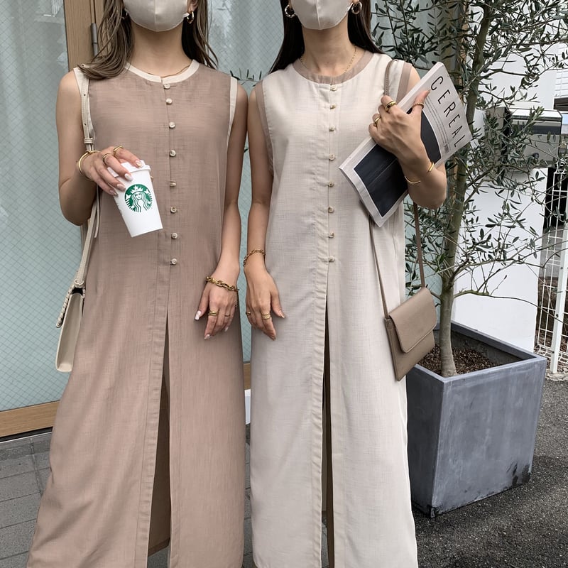 2wayシアーノースリーブパイピングワンピース | BLATE