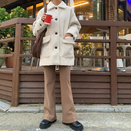 裏起毛細見えフレアパンツ