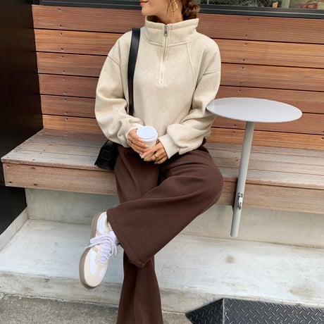 2wayドローコード温か裏起毛ニュアンスワイドパンツ
