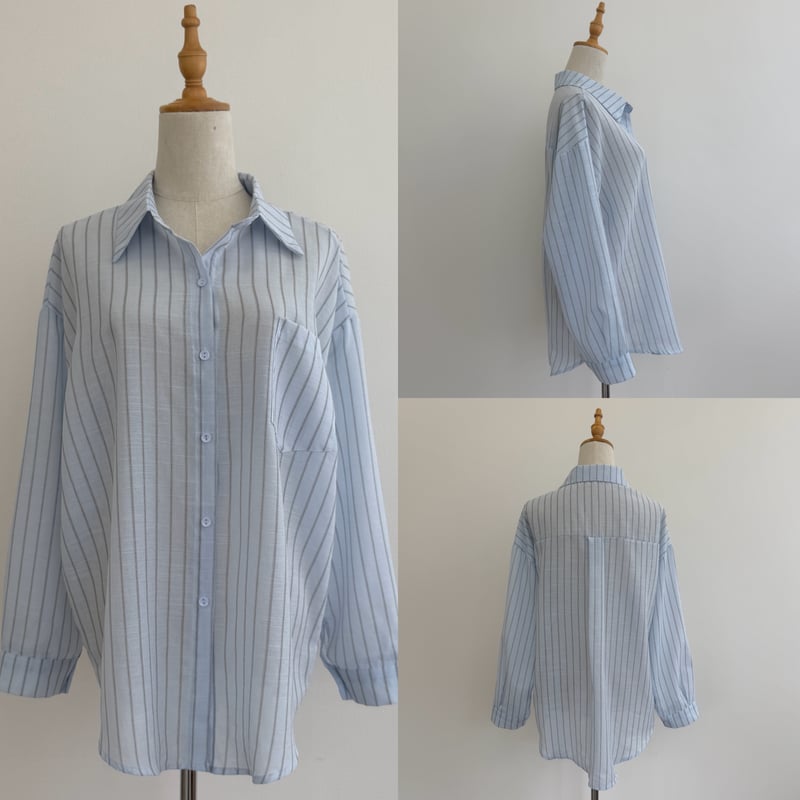 新品　BLATE シアーストライプオーバーカフスシャツ シアーストライプシャツ | BLATE