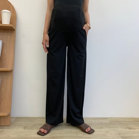 ボタン調節可能・マタニティーリラックスワイドパンツ
