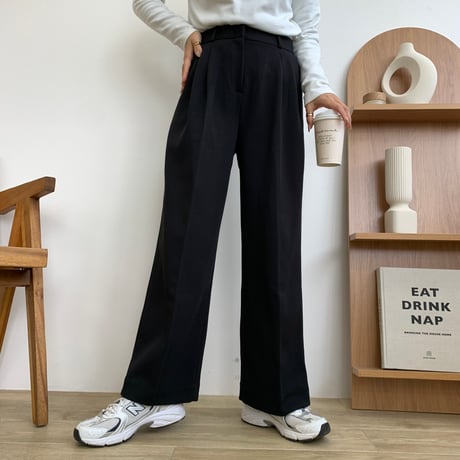 裏起毛タックワイドパンツ