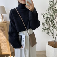2wayハイネックカシュクールショートニット