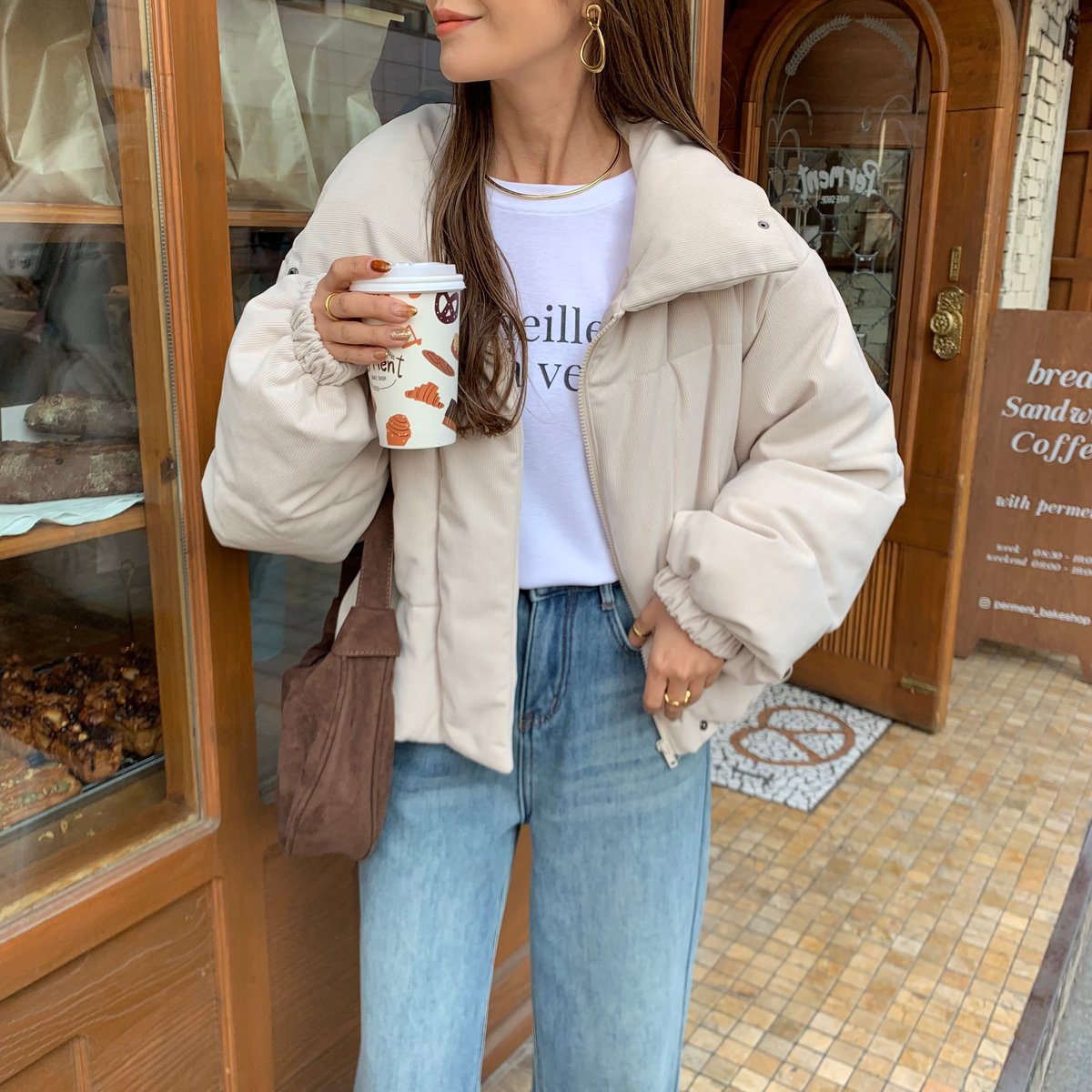 コーデュロイエクリュショート中綿ジャケット | BLATE