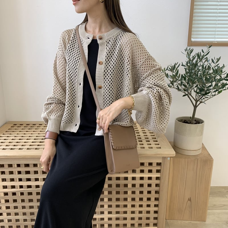 PLEATS PLEASE ボリュームスリーブ カーディガン メッシュ 2wayボリュームスリーブショートメッシュカーディガン | BLATE