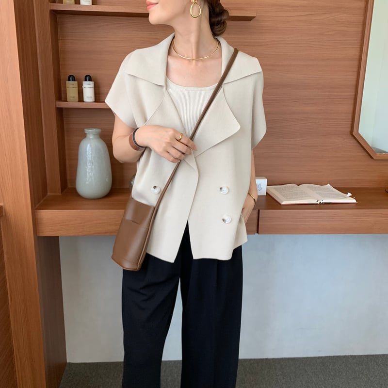 Bshop B.alance ニットベスト レディース ブラウン ラウンドネックニットベスト | レディースファッション通販 - DHOLIC
