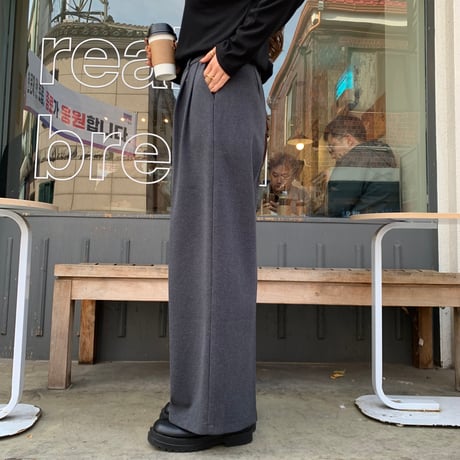 ソフト裏起毛タックワイドパンツ