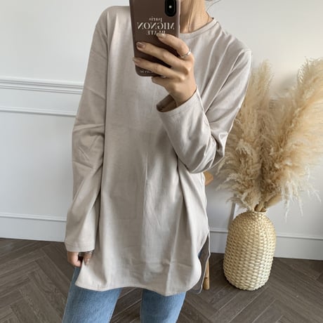 cotton100％チュニック丈ロンT