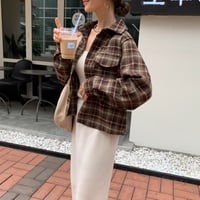 ブラウンショートチェックシャツ