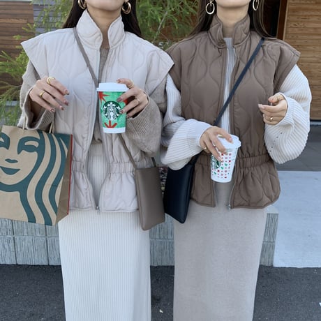 ニュアンス中綿ショートベスト