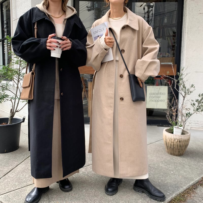 BLATE 上質ウールダブルコート リバータッチウールダブルロングガウンコート | BLATE