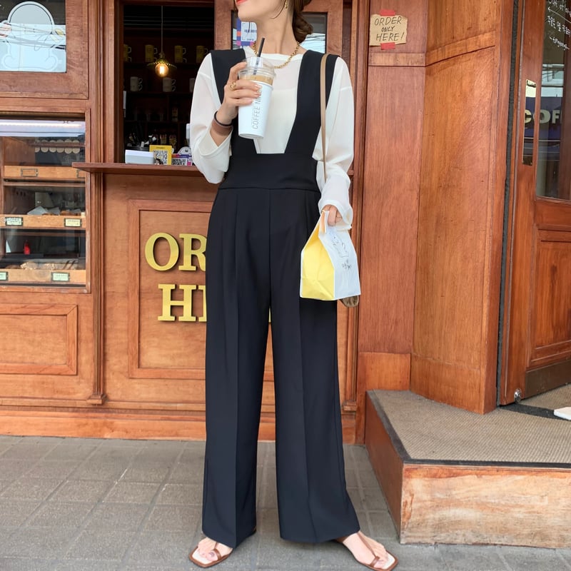 2WAY細見えサロペット ・ブラック | BLATE