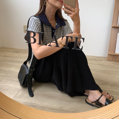 マルチボーダーフレンチスリーブポロTシャツ