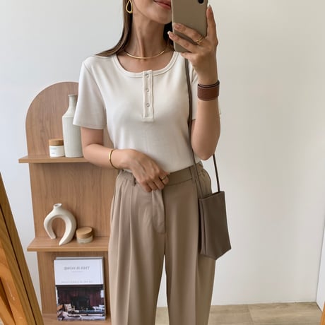ストレッチリブスナップボタンTee