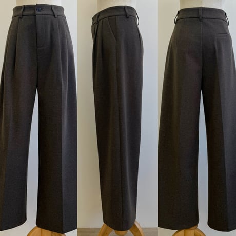 ソフト裏起毛タックワイドパンツ