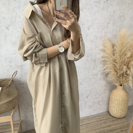 シンプルロングシアーシャツ