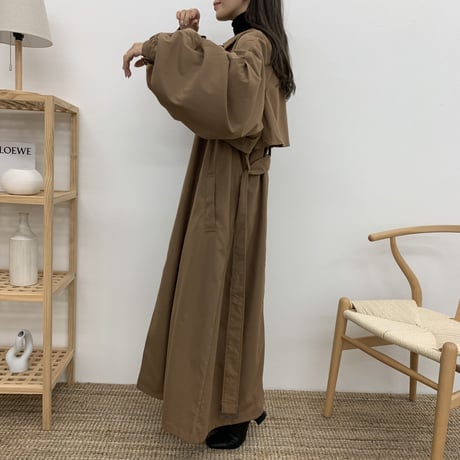 ステンカラーボリュームスリーブコート
