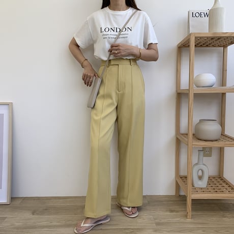 センタープレスストレートワイドパンツ