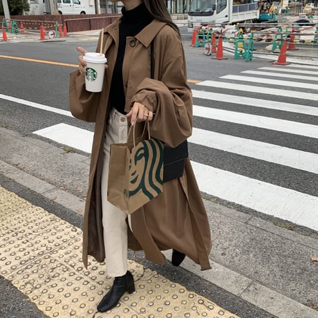 ステンカラーボリュームスリーブコート