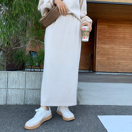 即納・上質ニュアンス起毛リブタイトスカート